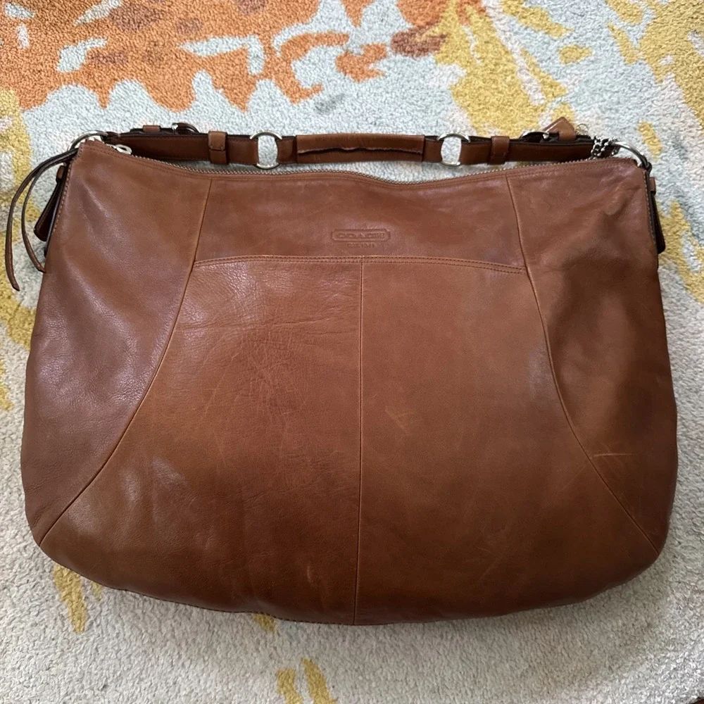 Vintage '08 Coach Soho Pleated Brown Leather Large Hobo Shoulder Bag Purse 12685